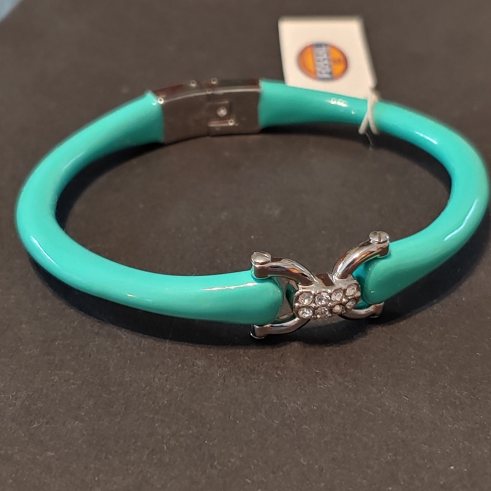 Fossil Turquoise Resin Oval Bangle Bracelet